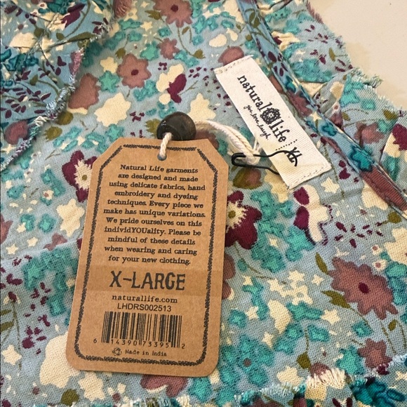Natural Life Short & Sweet Mini Dress - Light Blue Calico Floral  Size XL NWT - Picture 4 of 8